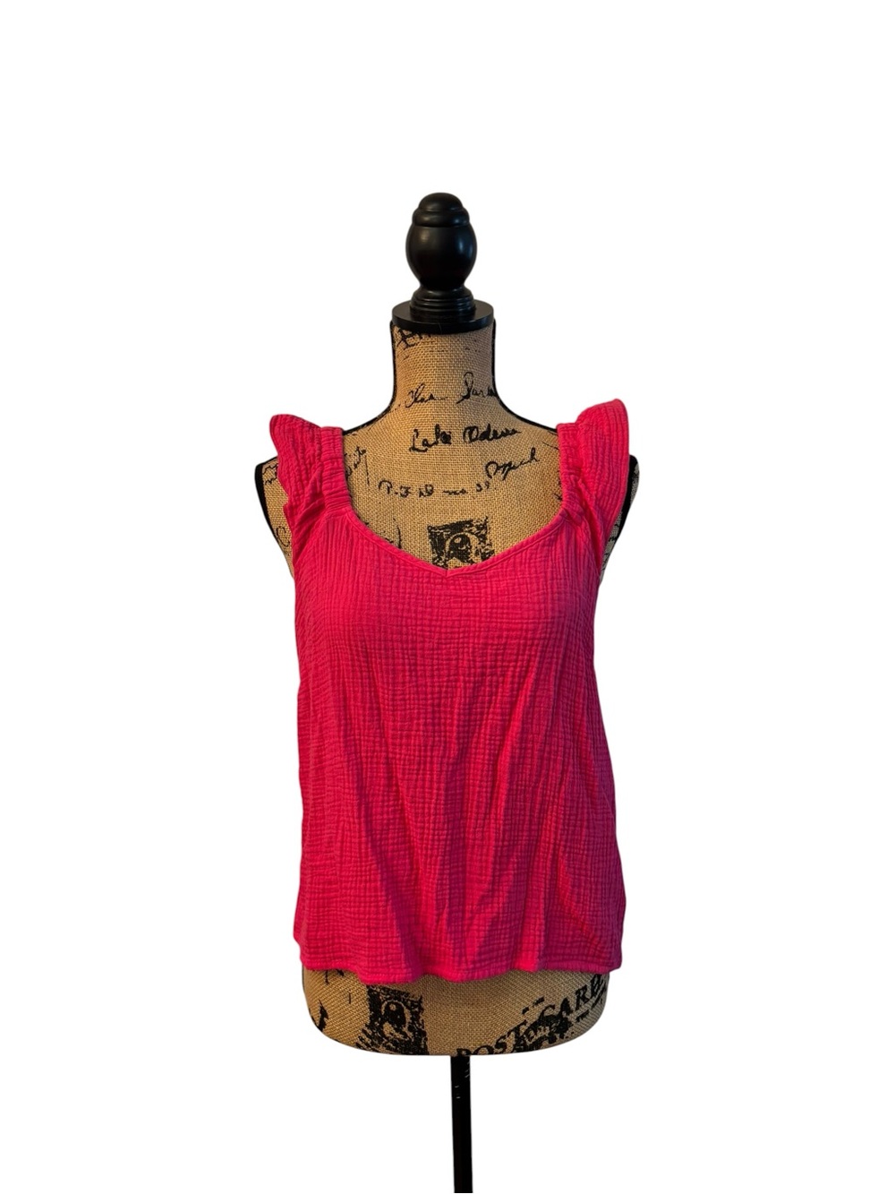 SHEIN Bright Pink Ruffle Strap Tank Top Large